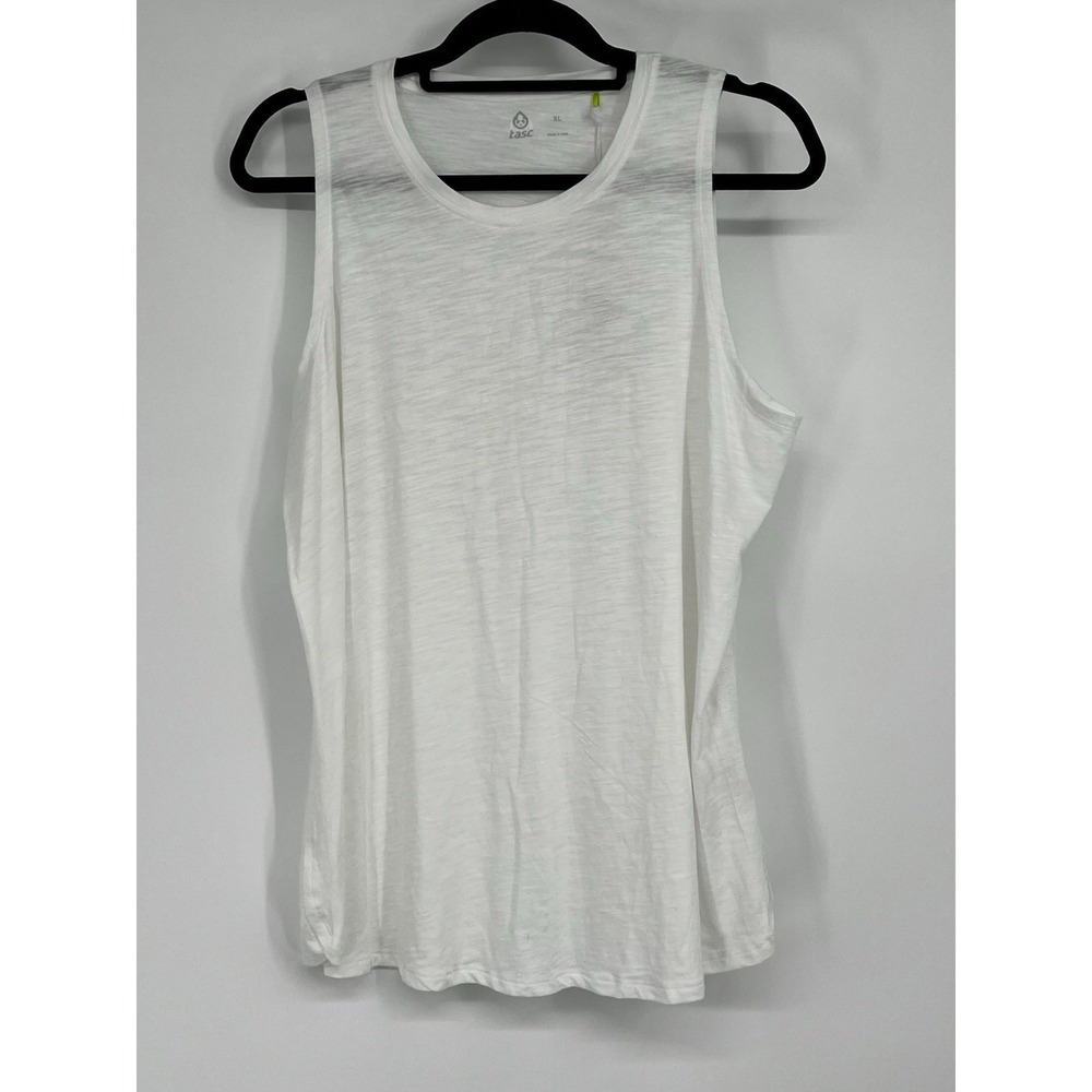Tasc NOLA Tank NWT Women XL White Bamboo Organic Cotton Slub Sleeveless Top